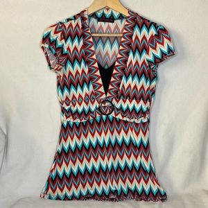 Stretchy short sleeve blouse